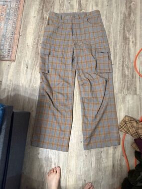 Steve Madden Plaid Cargo Pants in Blue and Brown